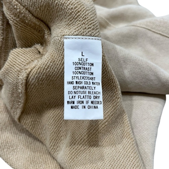 Cream Snap Sweatshirt Cropped Button-Up | Size Large - Picture 8 of 8